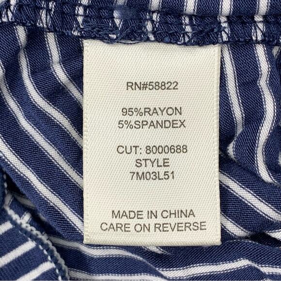 Max Studio Striped Long Sleeve Dress Blue and White Pullover Keyhole - Picture 9 of 10